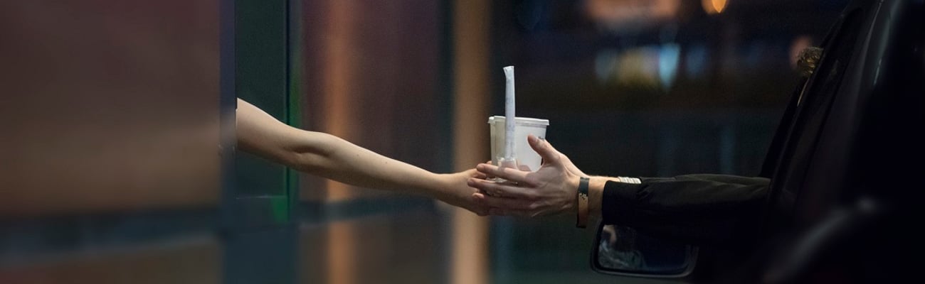 food order pickup in a drive-thru