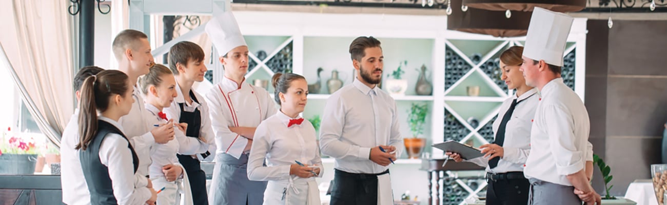 hotel or restaurant staff meeting