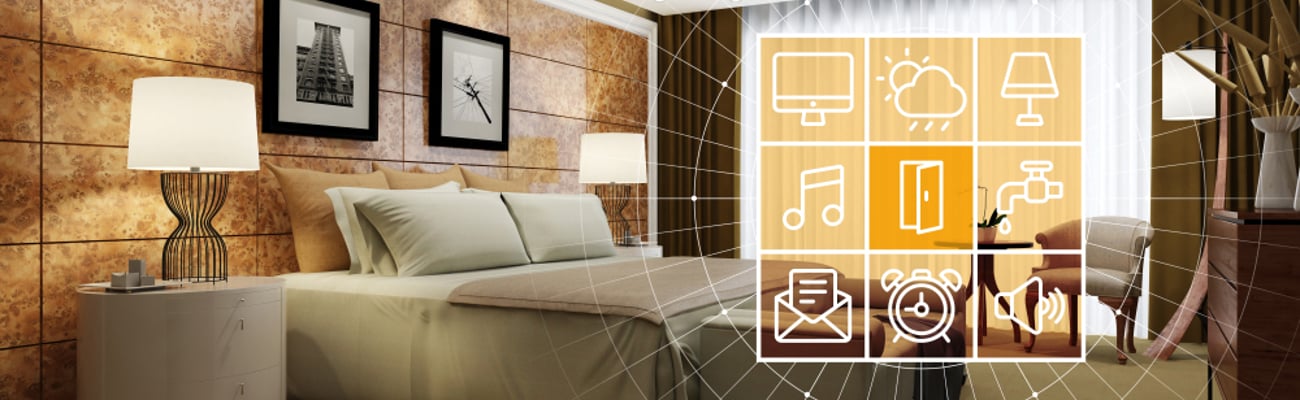 hotel room with iot devices