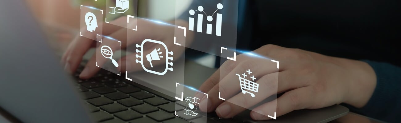 Marketing automation, growth marketing strategy concept. Digital marketing automation tools used for all in one, email marketing, social media, customer journey, pricing, advertising, and loyalty.; Shutterstock ID 2228606361