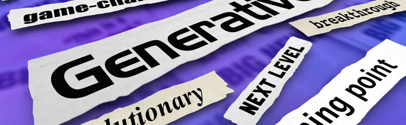 Generative AI News Headlines Artificial Intelligence 3d Illustration; Shutterstock ID 2261130659