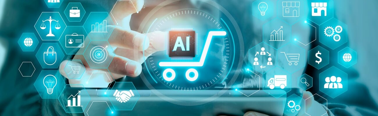 Marketing concept with artificial intelligence, new market research paradigms, business development system with ai. Modern digital technology to sell with AI.; Shutterstock ID 2418933683