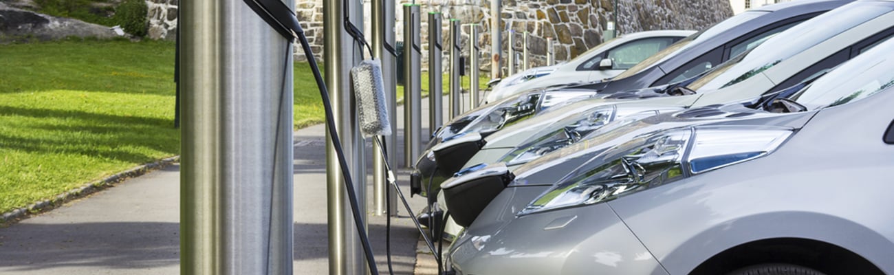 EVs charging in a row