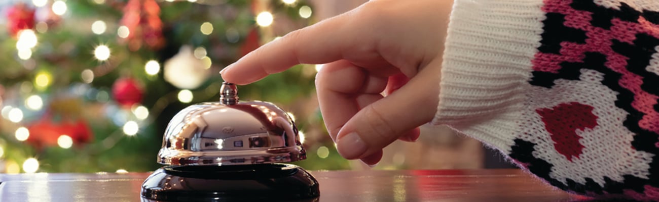 hotel front desk bell at christmas