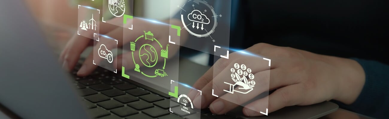 Business value chain and sustainability. LCA, Life cycle assessment . Positive environmental impact to value chain product. Carbon footprint reduction. ISO LCA standard aims to limit climate change.; Shutterstock ID 2208680361