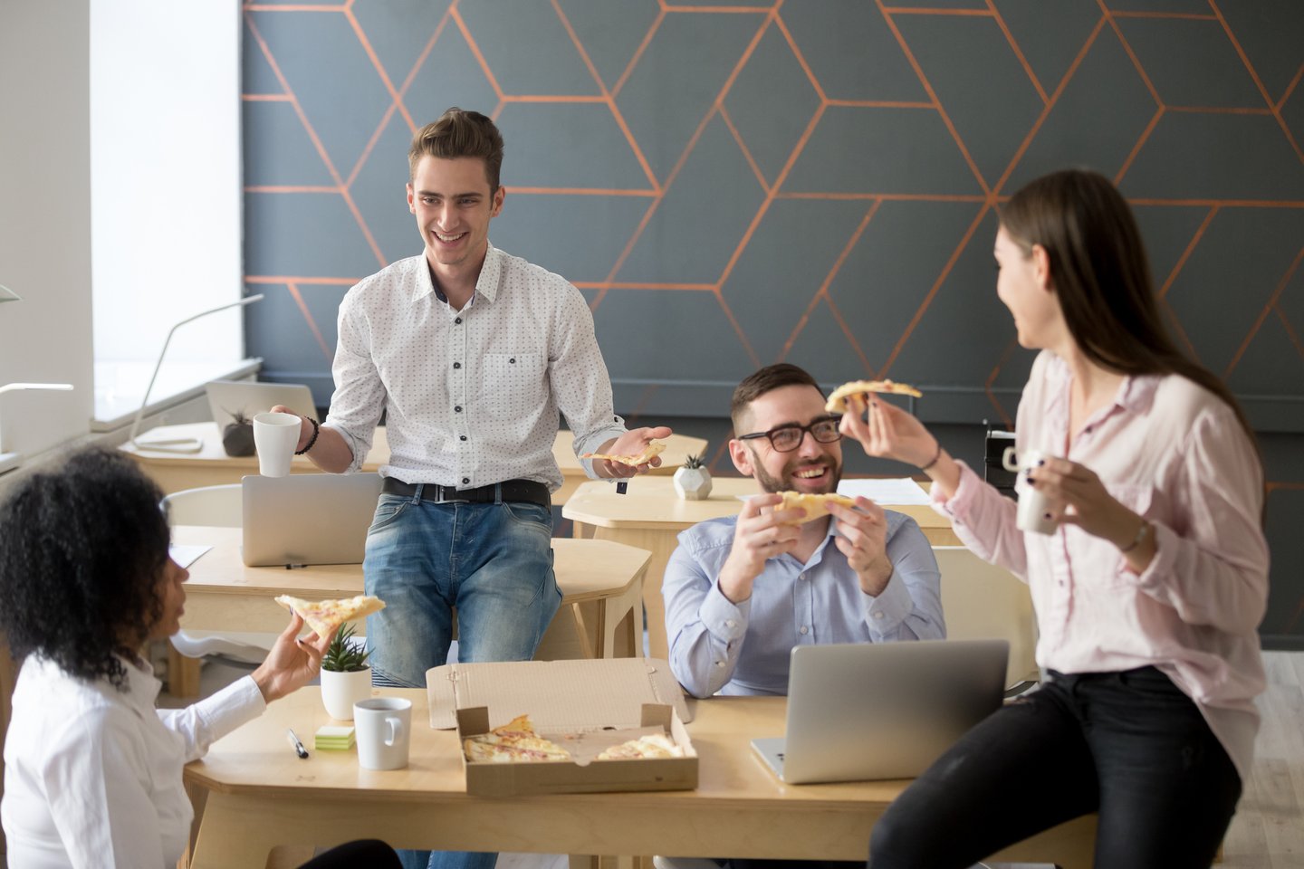 a group of people sitting at a table