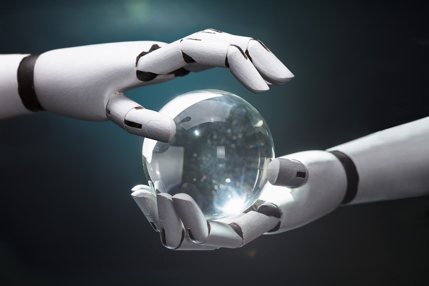 crystal ball prediction with robotic  hands