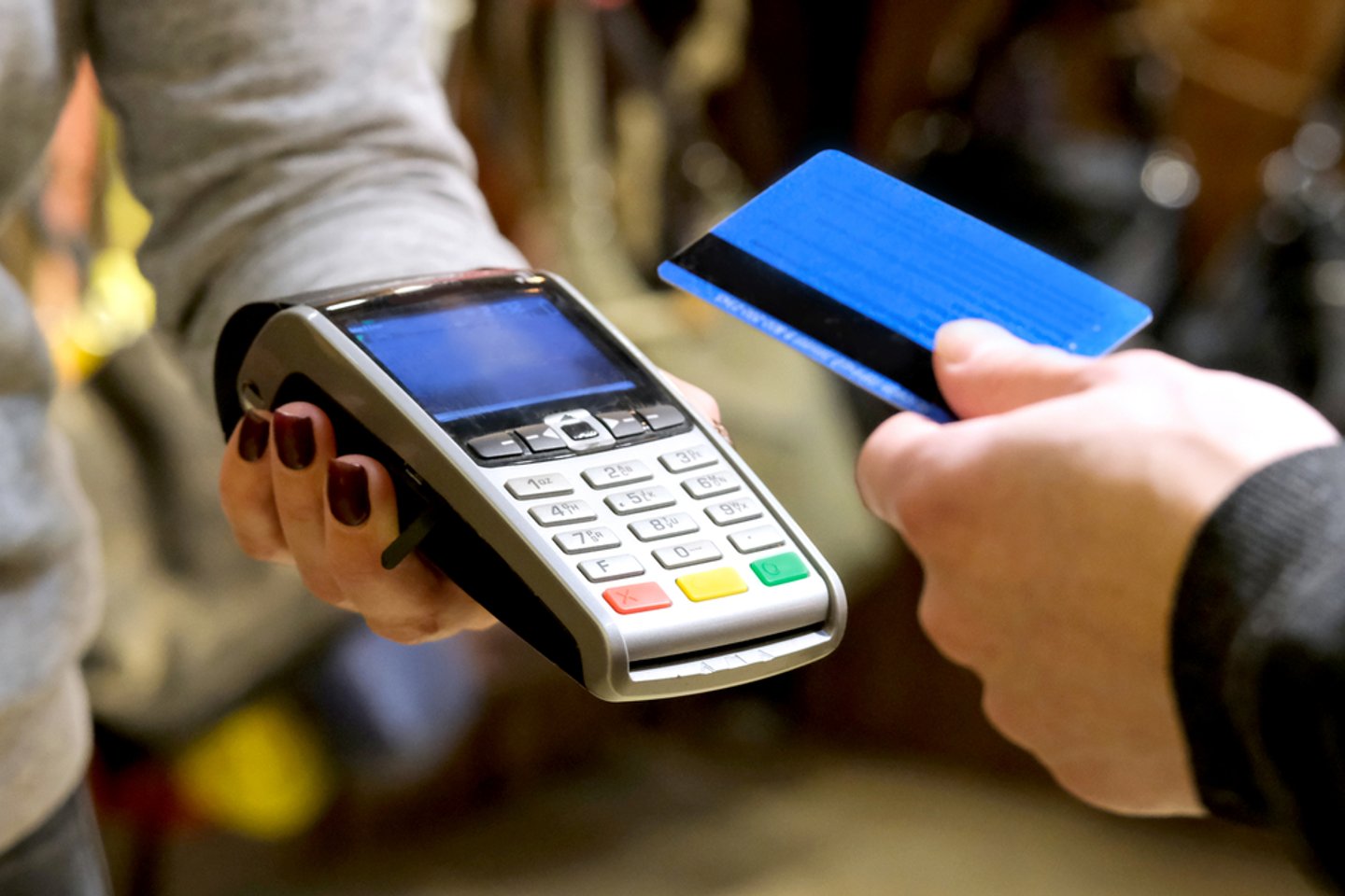 credit card and POS terminal