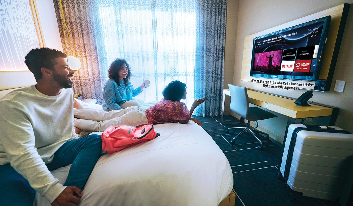 Hotel guests watch Directv