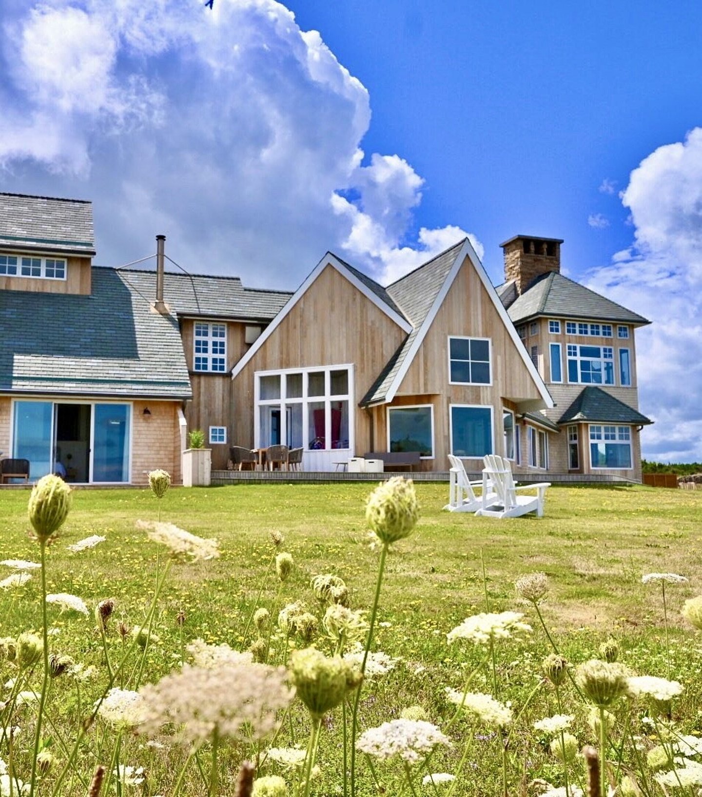 a house with a grass field