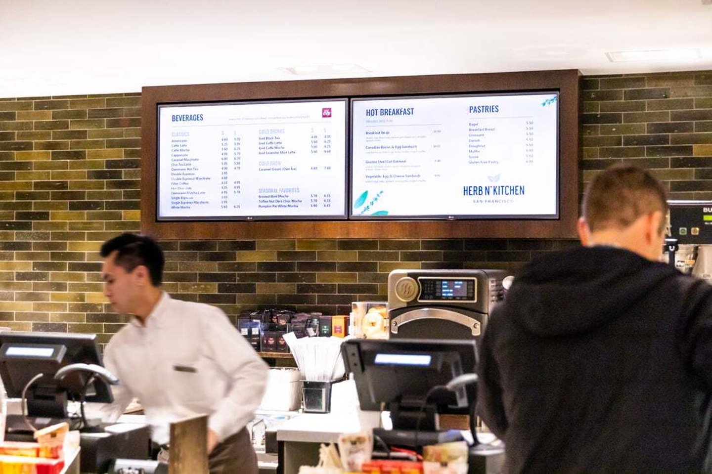 digital menu board in a restaurant