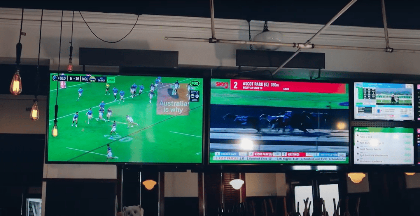 TVs in the bar area of the norman hotel in brisbane australia