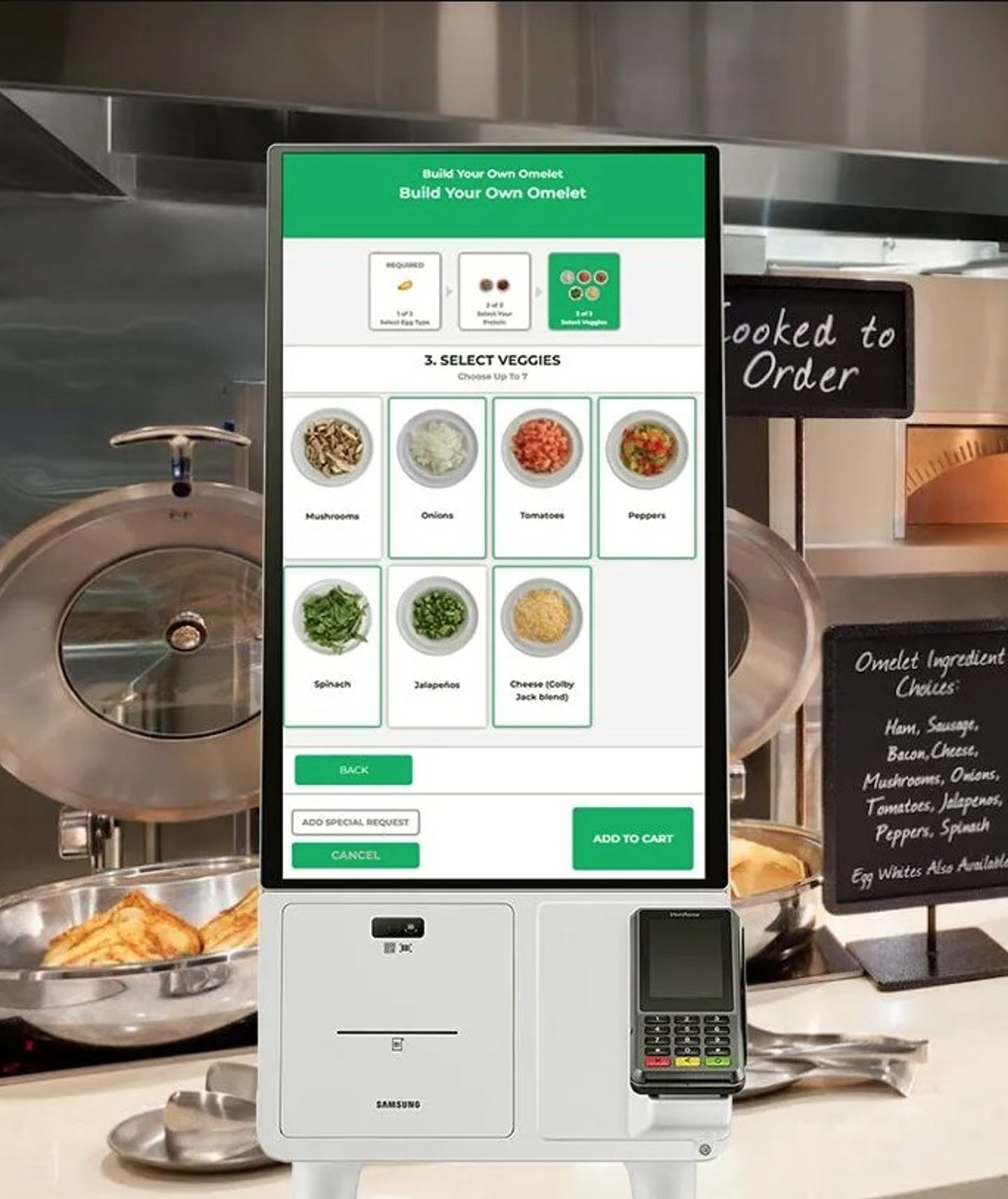 Grubbr Kiosk at Embassy Suites' omelet station