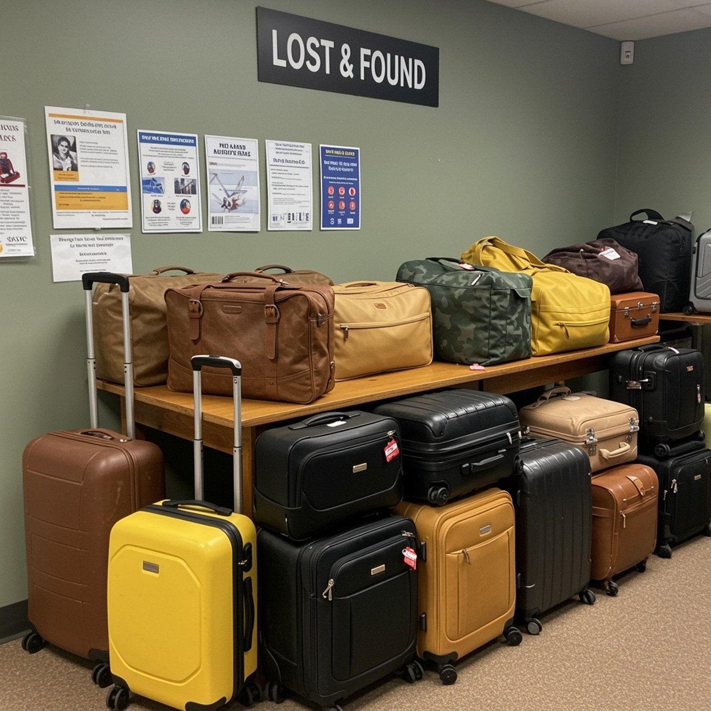 back office in hotel with lost luggage