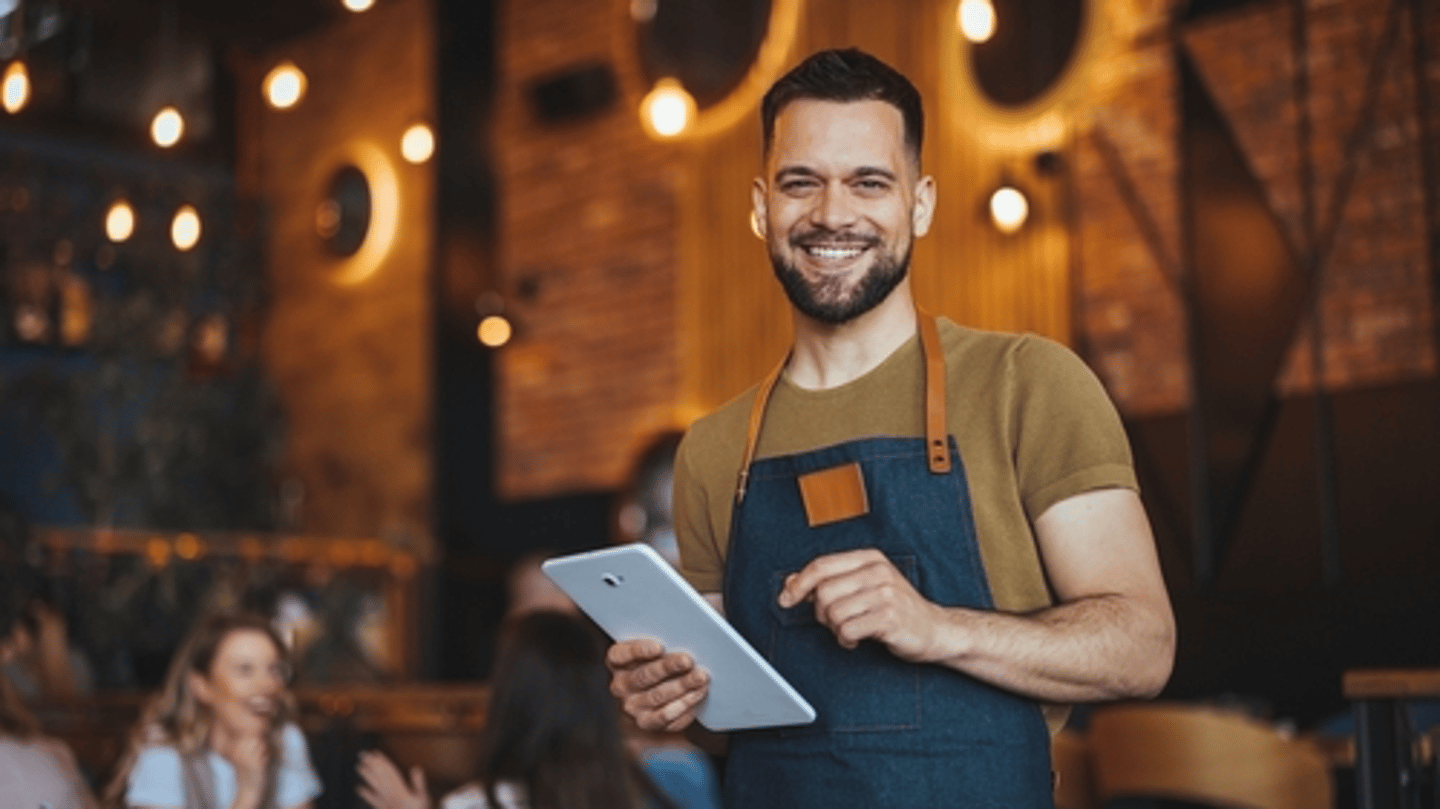 happy restaurant employee