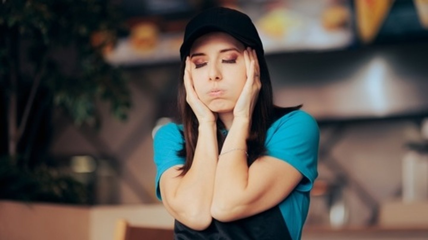 stressed fast food female employee