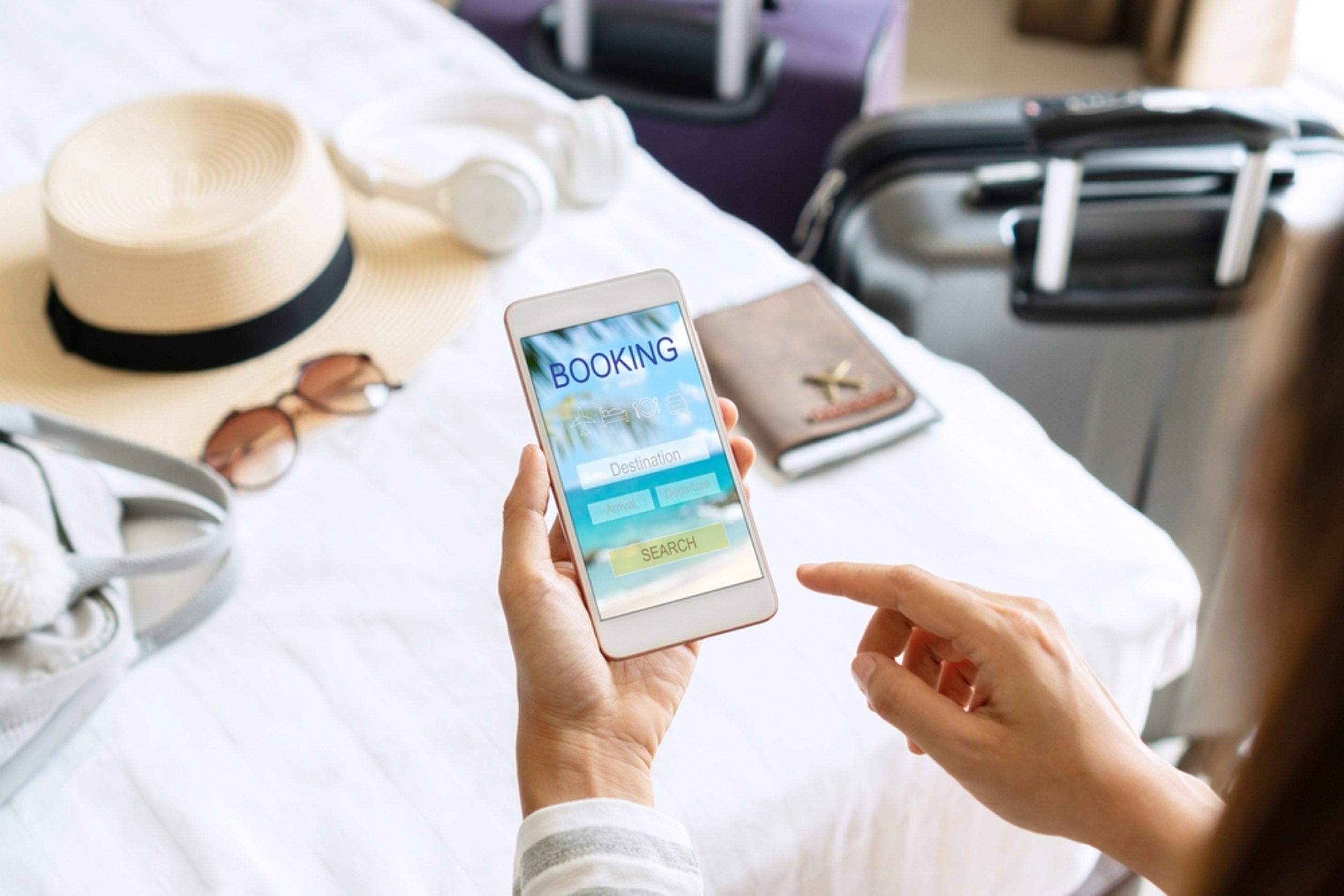 booking a hotel stay on a smartphone
