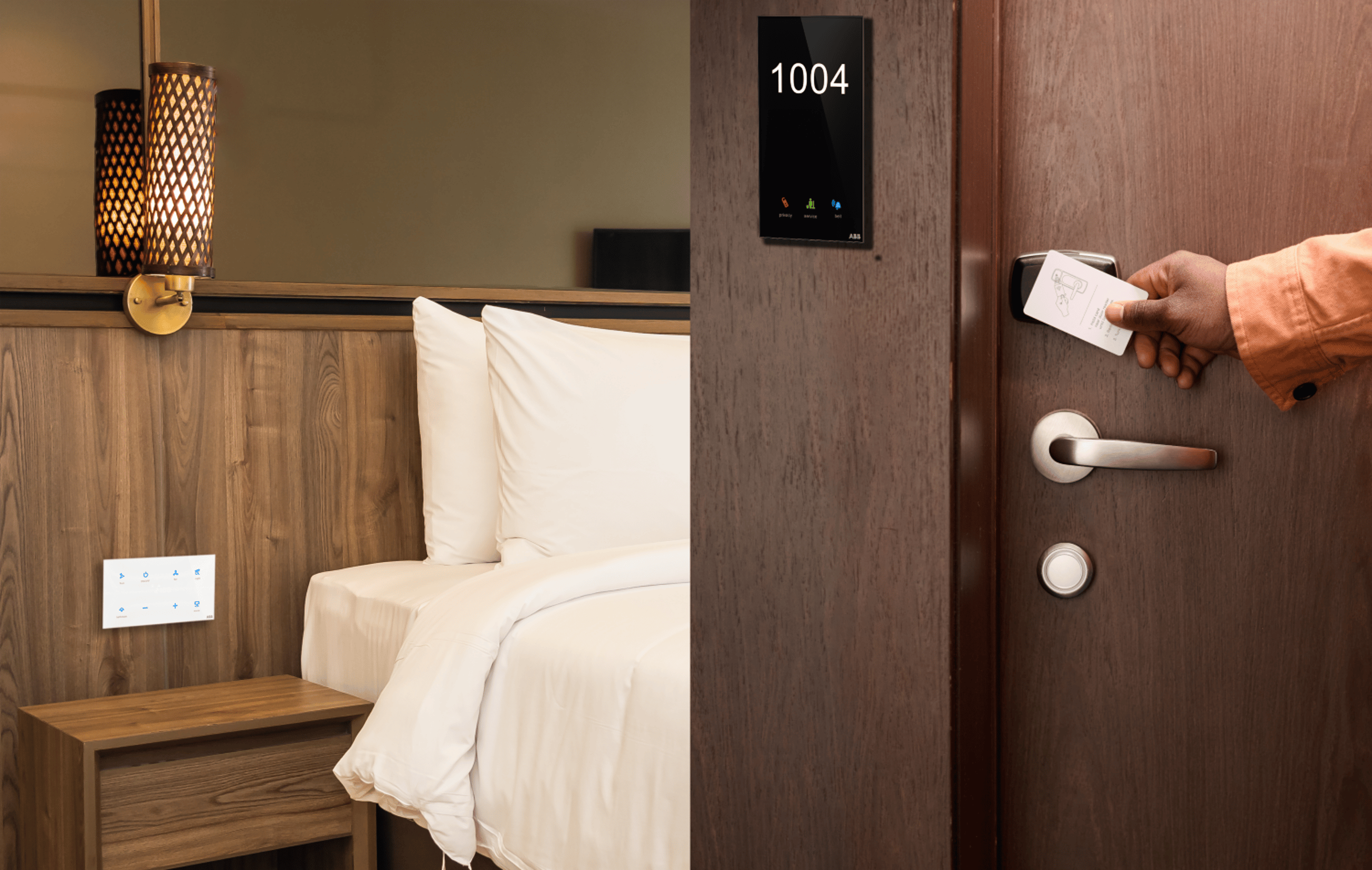 door opening into a hotel room