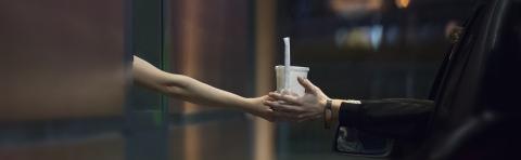 food order pickup in a drive-thru