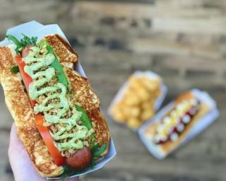 a sandwich sitting on top of a hot dog