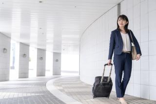 a person holding a piece of luggage