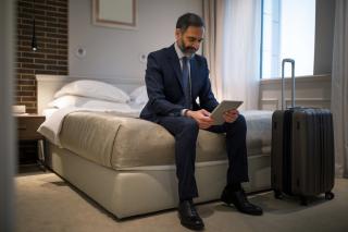 man using tablet