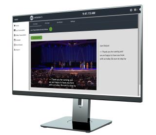 Live captions displayed on a computer monitor