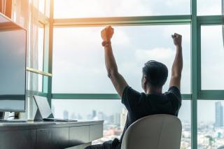hotel guest celebrates loyalty rewards shutterstock