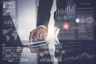 multiple points of data overlaying an image of a laptop