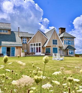 a house with a grass field