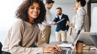 woman pc in office