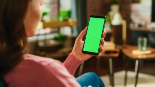 Holding smartphone