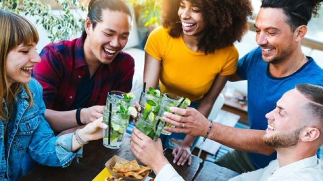 outdoor diners happy