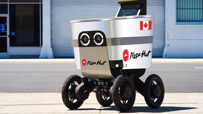 robot delivering Pizza Hut pizza