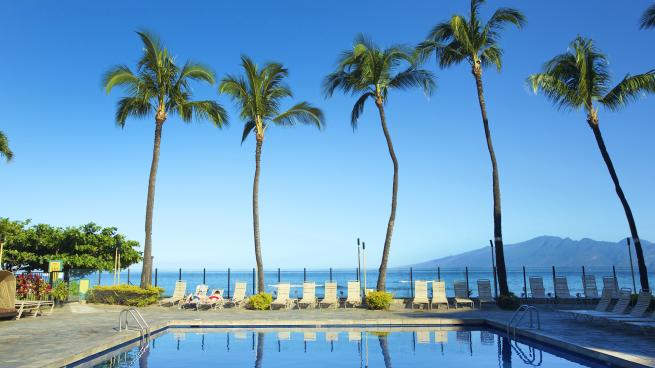 pool view of aston kaanapali shores hotel