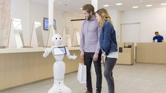 robot in hotel lobby